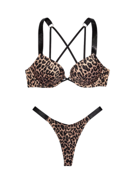 Купальник з подвійним пушапом Shine Strap Leopard SWIM Вікторія Сікрет