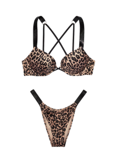 Купальник з подвійним пушапом Shine Strap Leopard SWIM Вікторія Сікрет