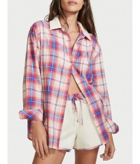 Пижама Plush Fleece Long-Sleeve Flannel PJ Set Pink Plaid