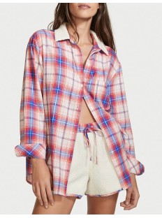 Пижама Plush Fleece Long-Sleeve Flannel PJ Set Pink Plaid