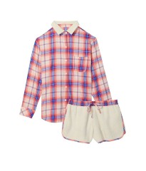 Піжама Plush Fleece Long-Sleeve Flannel PJ Set Pink Plaid