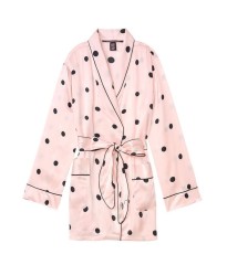 Шелковый халат Виктория Сикрет Silk Robe Pink & Black dot 