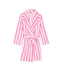 Плюшевый Халат Victoria's Secret Short Cozy Robe Pink Stripes