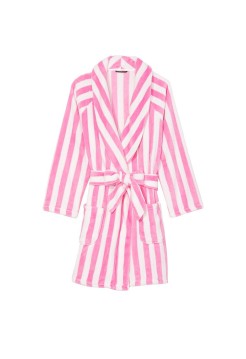 Плюшевий Халат Victoria's Secret Short Cozy Robe Pink Stripes