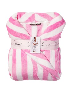 Плюшевий Халат Victoria's Secret Short Cozy Robe Pink Stripes