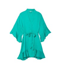 Сатиновий халат Вікторія Сікрет Flounce Satin Robe Tiffany blue