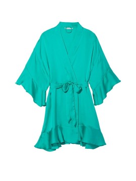 Сатиновый халат Виктория Сикрет Flounce Satin Robe Tiffany blue