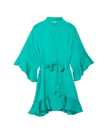 Сатиновий халат Вікторія Сікрет Flounce Satin Robe Tiffany blue