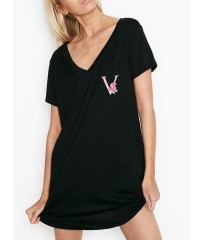 Ночная рубашка Black Cotton Sleepshirt V logo