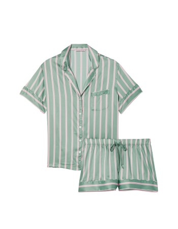 Пижама Satin Short PJ Set Dusty Sage Stripe Victoria’s Secret 