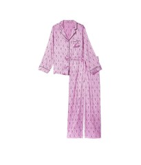 Пижама The Satin Long PJ Set Victoria’s Secret Pink Monogram