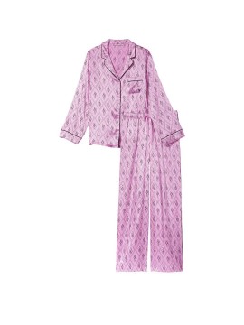 Піжама The Satin Long PJ Set Victoria's Secret Pink Monogram
