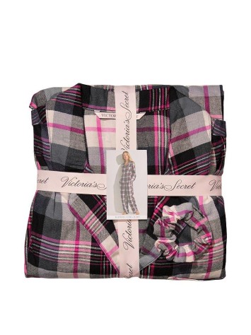 Піжама Victoria's Secret Flannel Long PJ Set Pink plaid