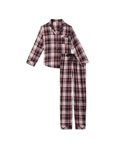 Піжама Victoria's Secret Flannel Long PJ Set Pink plaid