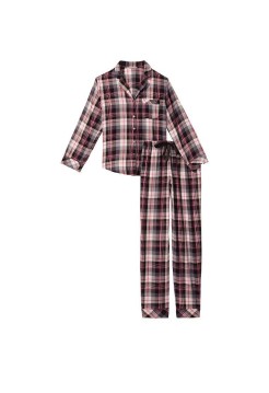 Пижама Victoria’s Secret Flannel Long PJ Set Pink plaid