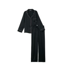 Піжама Вікторія Сикрет Long Pajama Set Black Logo Jacquard