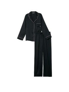 Піжама Вікторія Сикрет Long Pajama Set Black Logo Jacquard