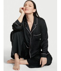Пижама Виктория Сикрет Long Pajama Set Black Logo Jacquard