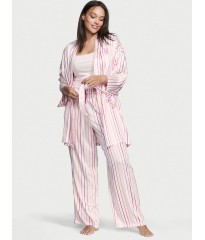 Атласна піжама з штанами 3-Piece PJ Set Pink logo Victoria's Secret