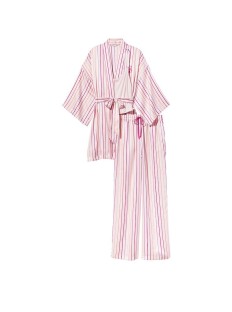 Атласная пижама с штанами 3-Piece PJ Set Pink logo Victoria’s Secret