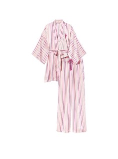 Атласна піжама з штанами 3-Piece PJ Set Pink logo Victoria's Secret