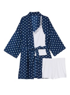 Піжама Cotton 3-PIECE PJ Set Blue white dot