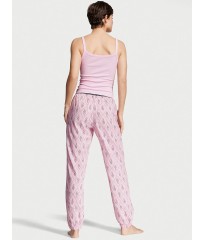 Пижама Cotton Tank Jogger Pajama Set Pink logo