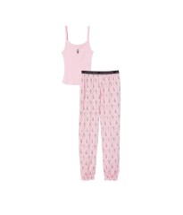 Пижама Cotton Tank Jogger Pajama Set Pink logo