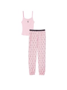 Піжама Cotton Tank Jogger Pajama Set Babydoll Pink logo