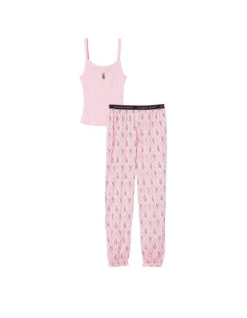 Піжама Cotton Tank Jogger Pajama Set Pink logo