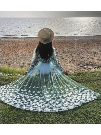 ТУНІКА З метеликами - LA MAREE - LONG - BLUE - ONE SIZE(р)