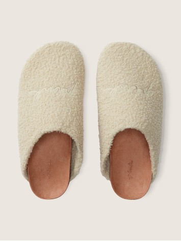 Тапочки Сабо PINK Cozy-Plush Clogs Beige