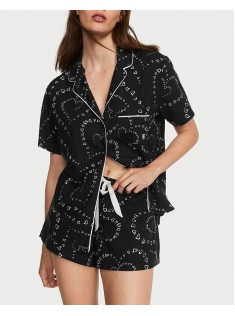 Піжама Flannel Short Pajama Set Black Swirl Hearts