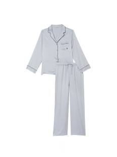 Пижама Satin Long Pajama Set Flint Gray Stars