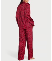 Піжама Satin Long Pajama Set Lipstick Leopard