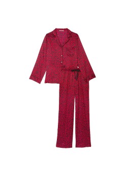 Піжама Satin Long Pajama Set Lipstick Leopard