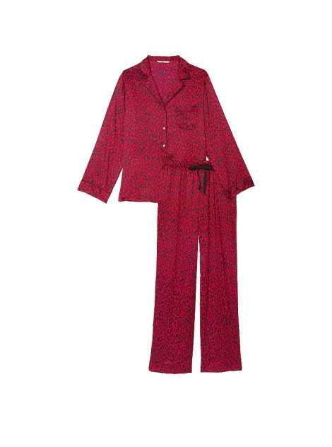 Піжама Satin Long Pajama Set Lipstick Leopard