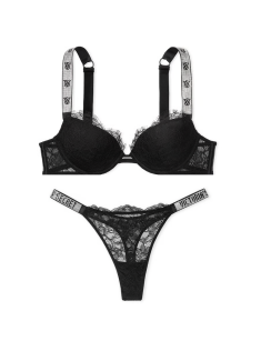 Комплект Very Sexy Lace Shine Strap Black Push Up Bra Set