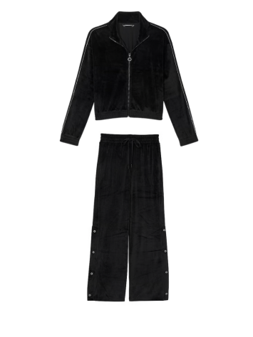 Велюровый костюм Velour Diamante Wide-Leg Snap Set