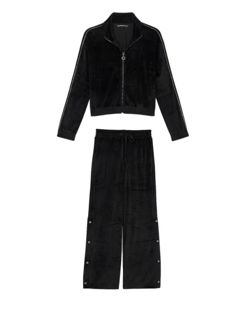 Велюровый костюм Velour Diamante Wide-Leg Snap Set