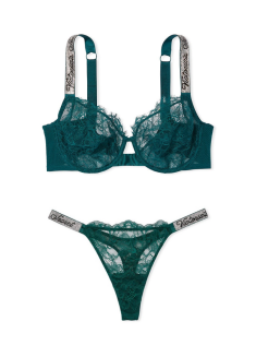 Комплект білизни Unlined Lace Shine Strap Full Cup Demi Bra Deepest Green