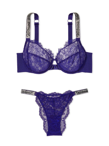Комплект білизни Unlined Lace Shine Strap Full Cup Demi Bra Night Ocean