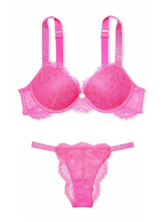 Комплект білизни Victoria's Secret Shine Strap Heart Atomic Pink Lace Bra Set