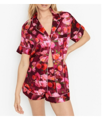 Пижама с шортами Satin Short  Flower print Red