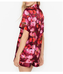 Пижама с шортами Satin Short  Flower print Red