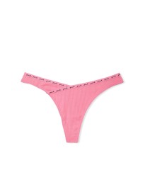 Трусики PINK Rib Logo Cotton Thong Panty Pink