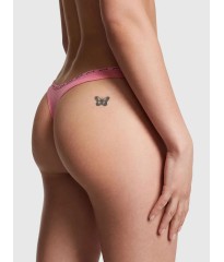 Трусики PINK Rib Logo Cotton Thong Panty Pink