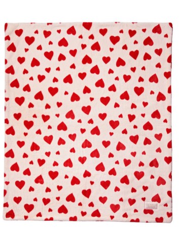 Плед Faux Fur Blanket White Heart Print