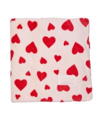 Плед Faux Fur Blanket White Heart Print