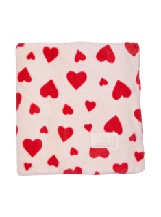 Плед Faux Fur Blanket White Heart Print